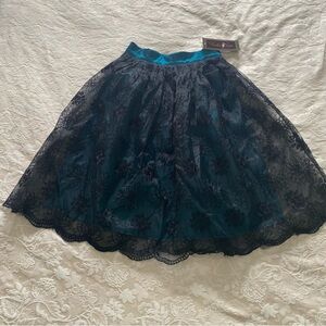 Voodoo Vixen NWT black mesh lace teal skirt sz M